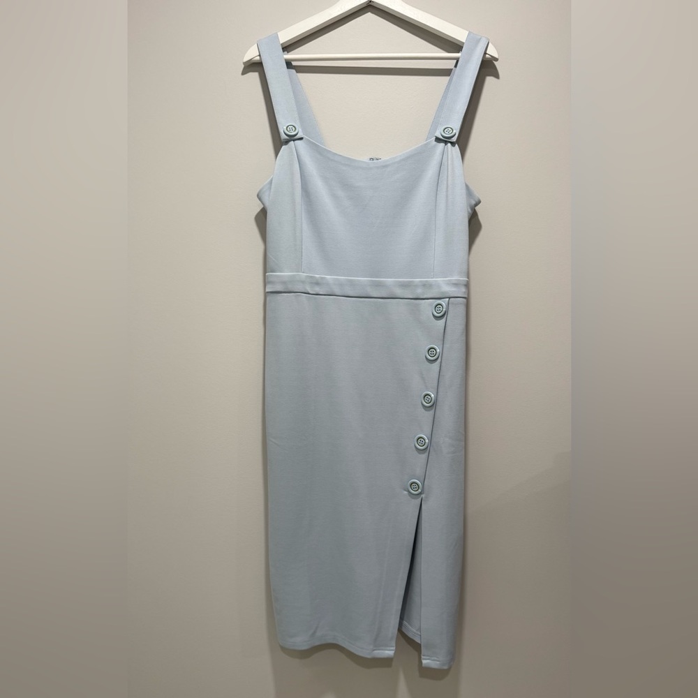 NEW VENUS Blue Midi Sleeveless Sheath Dress Size L NWOT